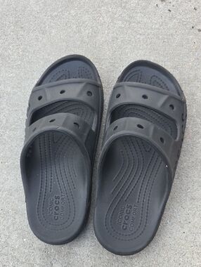 CROCS Black Dual-Strap Slide Sandals M6
